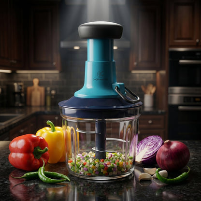 Manual Push Chopper- Quick Vegetable & Fruit Cutter