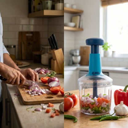 Manual Push Chopper- Quick Vegetable & Fruit Cutter